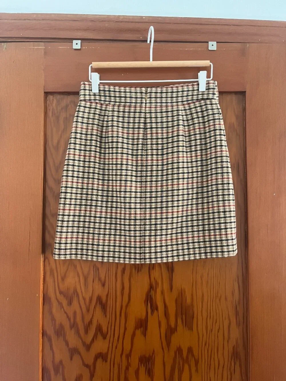 J. Crew Houndstooth Wool Blend A-line Mini Skirt - Camel, Burgundy, Black - 2